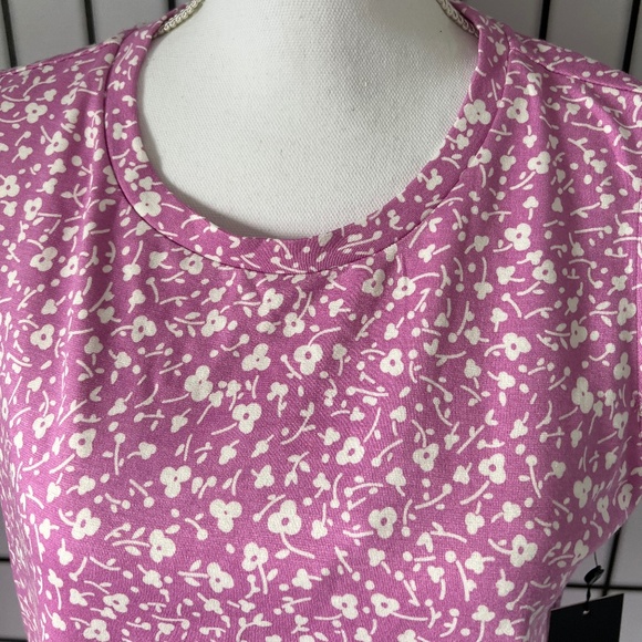 Jones New York Women's Pinkish/Purple Shell with White Flowers Size Lg - Picture 3 of 6